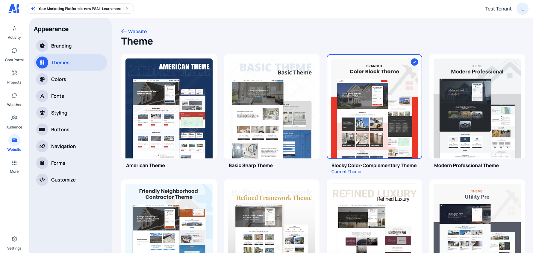 Theme builder UI